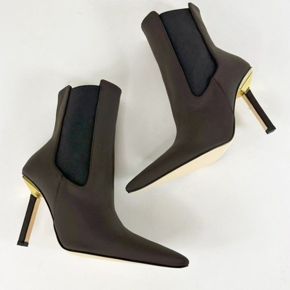 NEW Good American High Kickstand Neoprene Bootie Chocolate Brown Size 9
